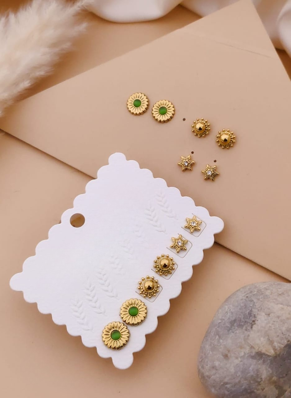 Floral & Star Stud Earring Set