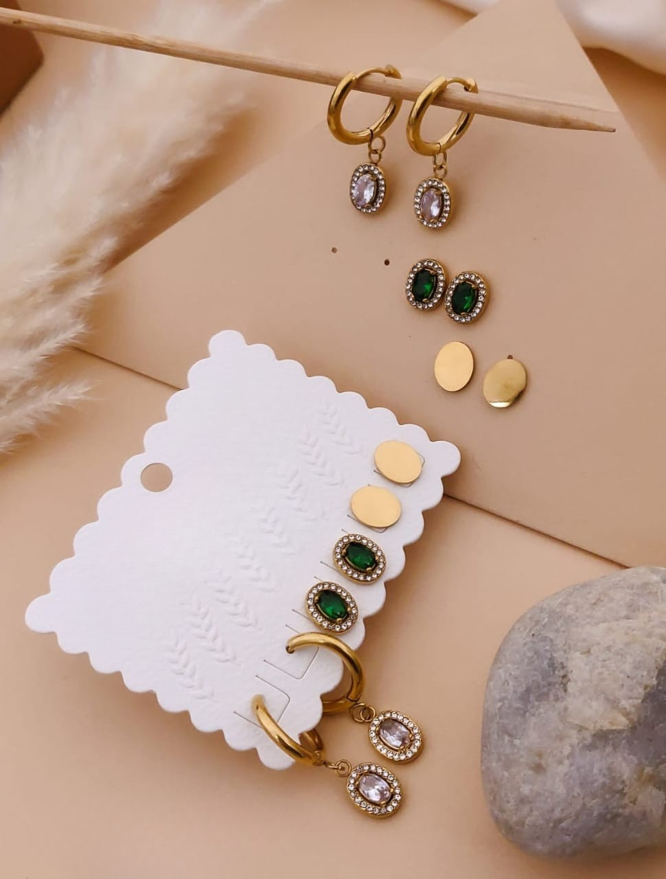 Elegant Gemstone Earrings Set