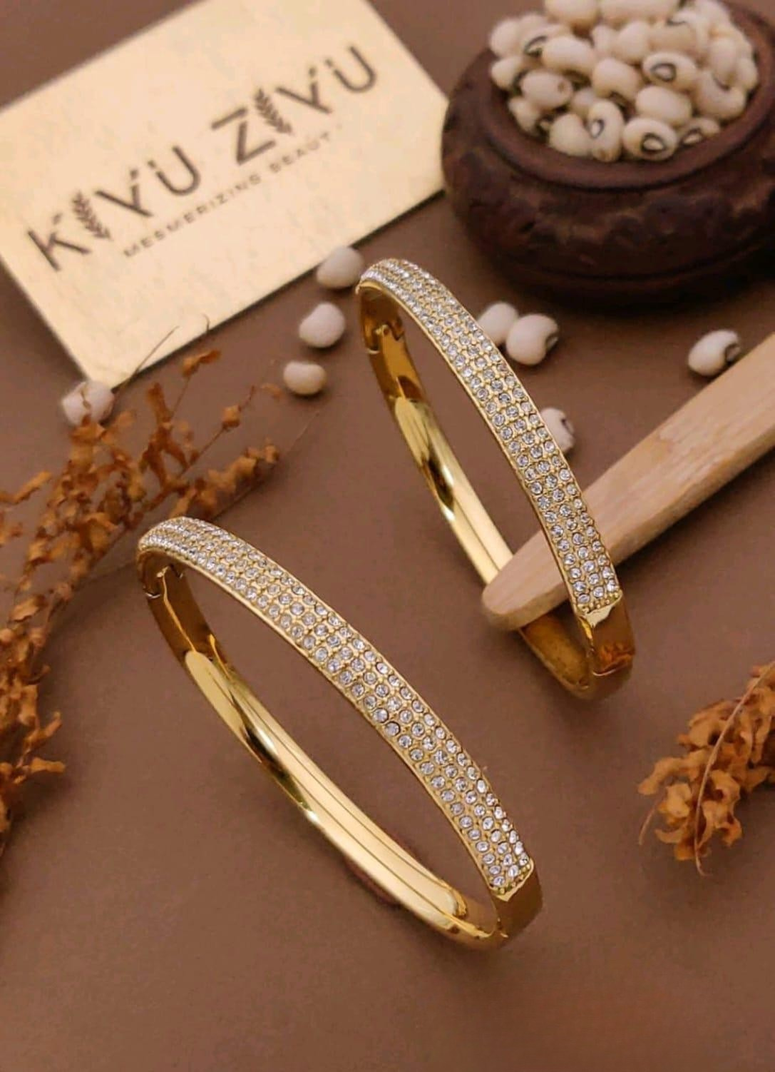 Gold-Plated Crystal Bangles