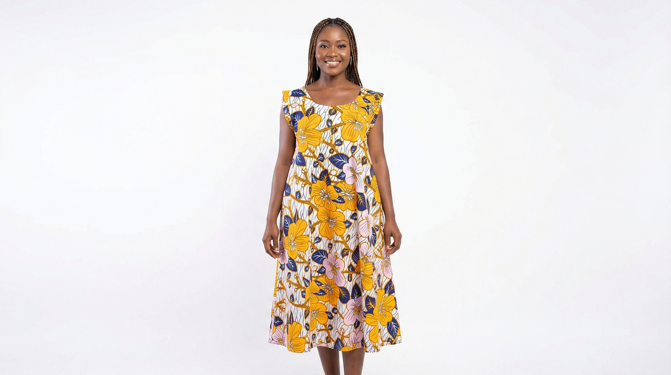 Robe fleurie mi-longue