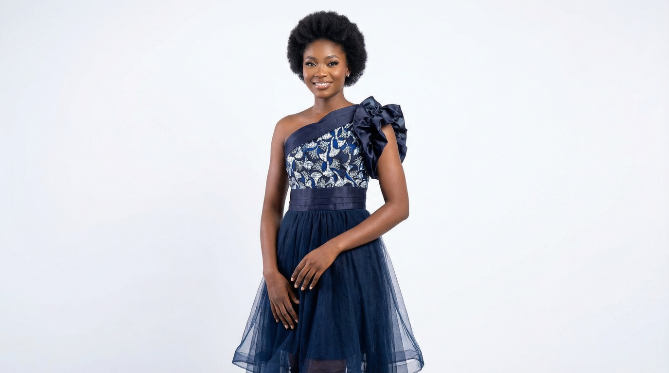 Robe longue asymétrique bleue