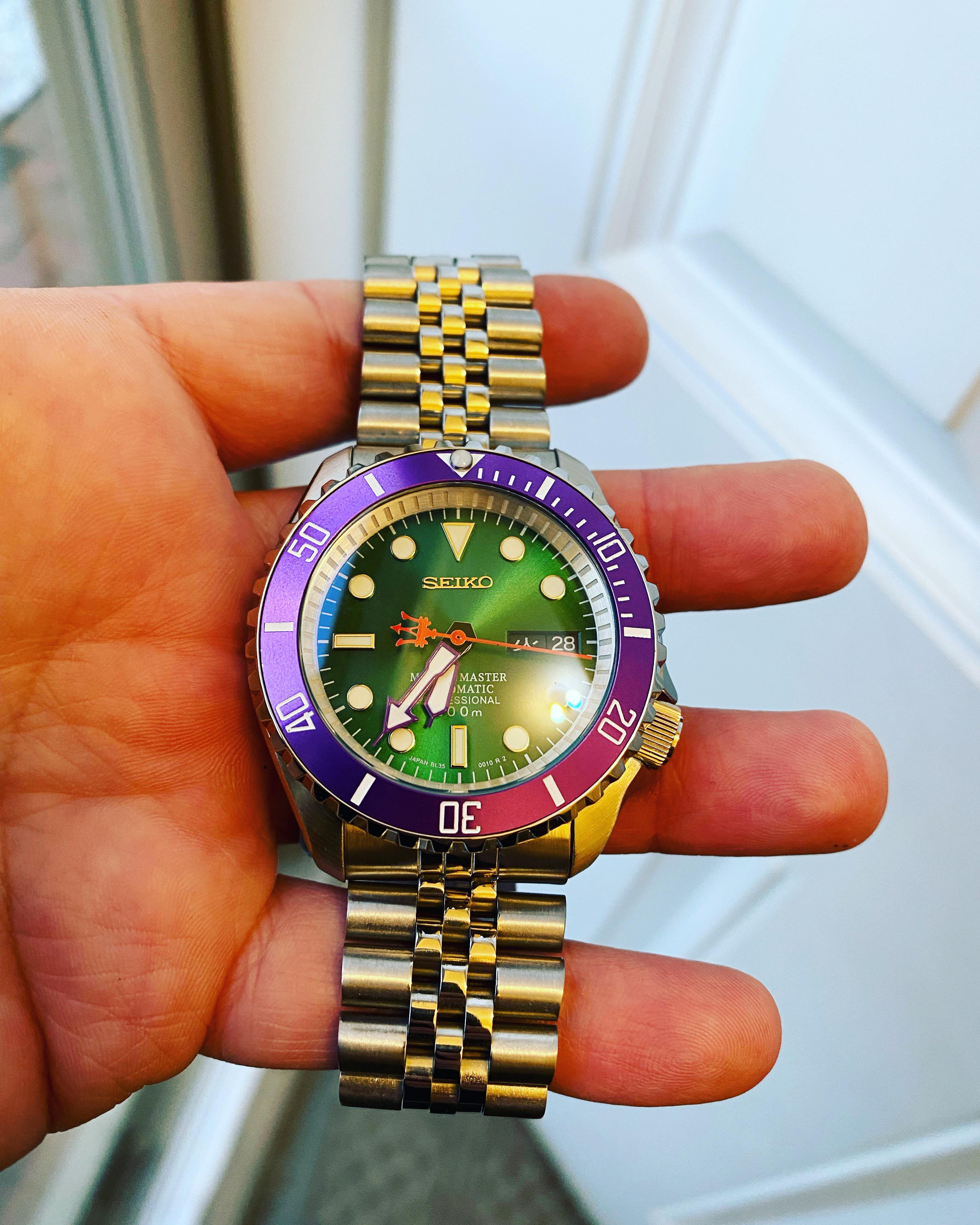 Seiko Diver Green & Purple Watch