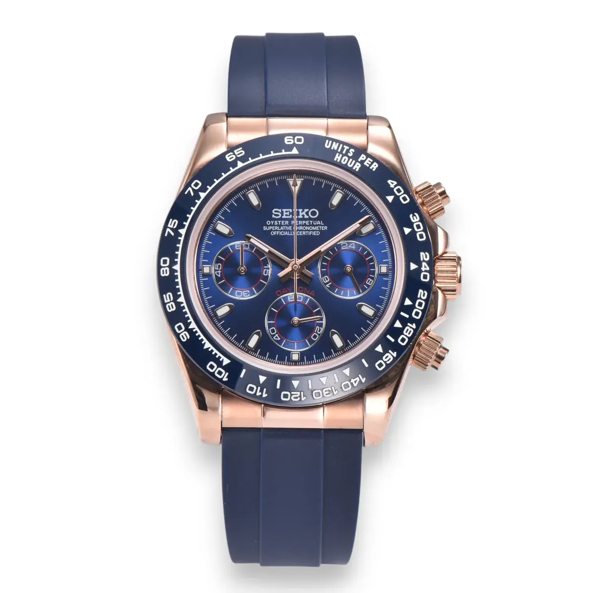 Seiko Chronograph Watch - Navy Rose Gold