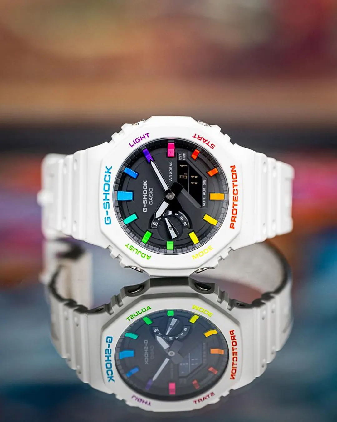 G-SHOCK Rainbow Bezel Watch - White 
