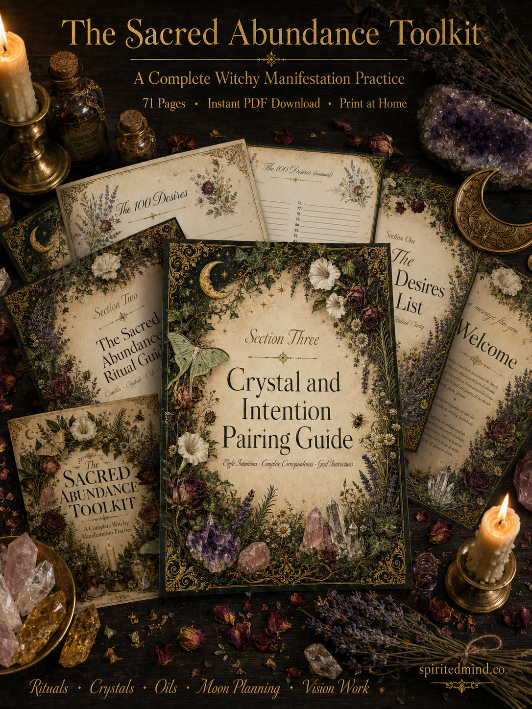  The Sacred Abundance Toolkit — A Complete Witchy Manifestation Practice — 71 Page Printable PDF — Instant Digital Download