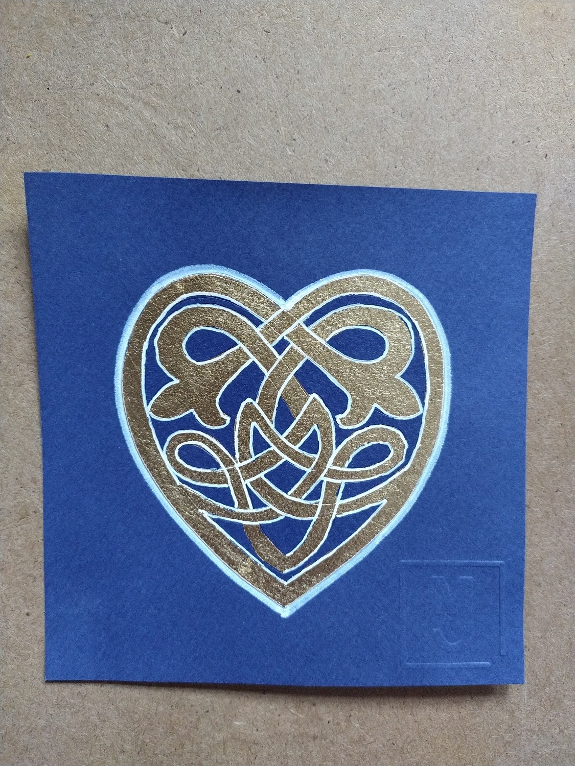 Coeur celtique fond bleu