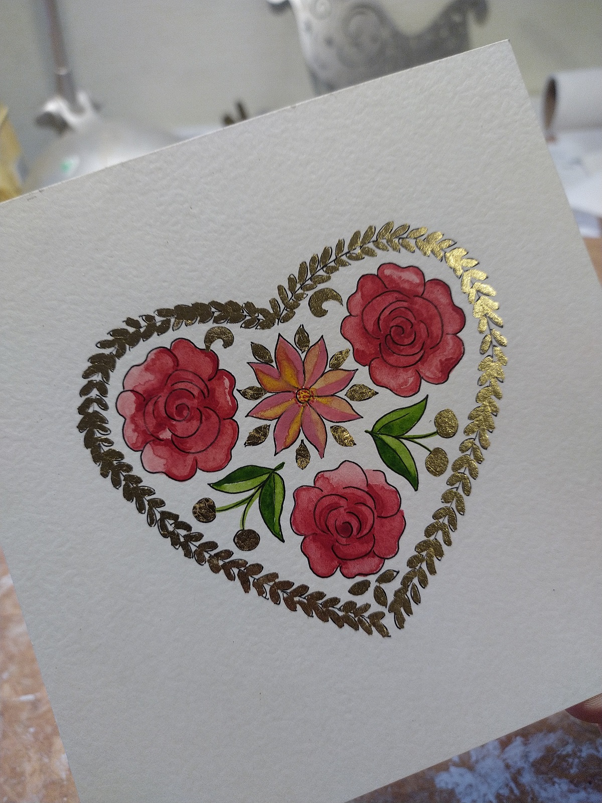 Coeur alsacien aux trois roses