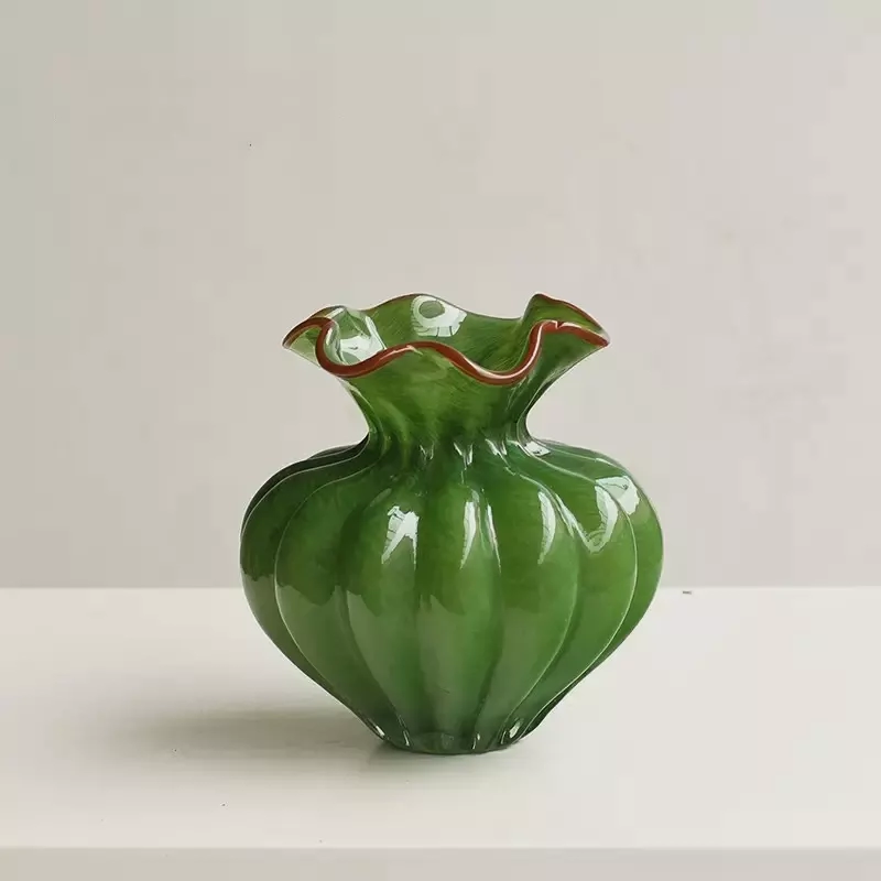 Green Ruffle Bloom Vase