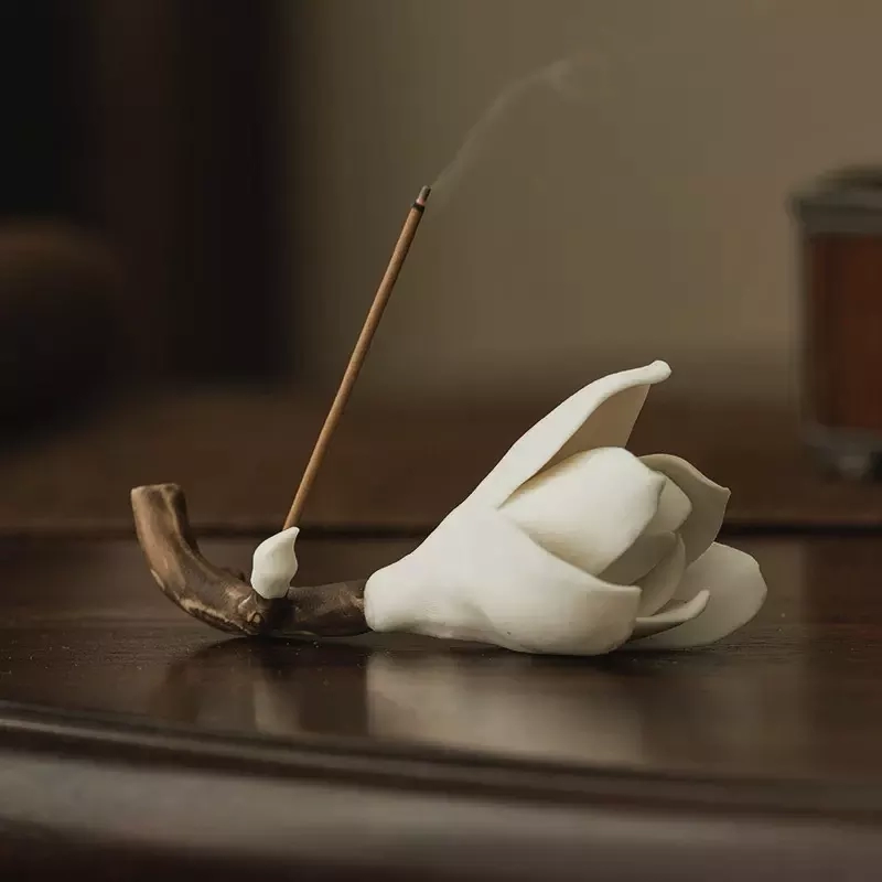 Handcrafted Gardenia Ceramic Incense Holder