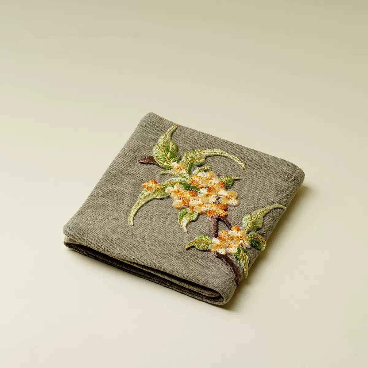Embroidered Sweet Osmanthus Cotton-Linen Tea Towel