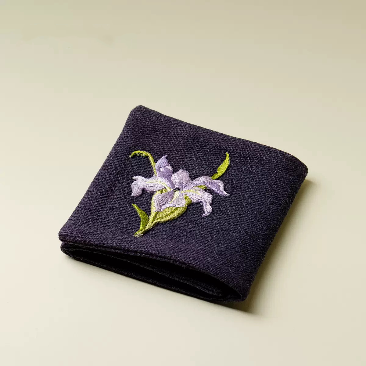 Royal Bloom Embroidered Iris Cotton-Linen Tea Towel