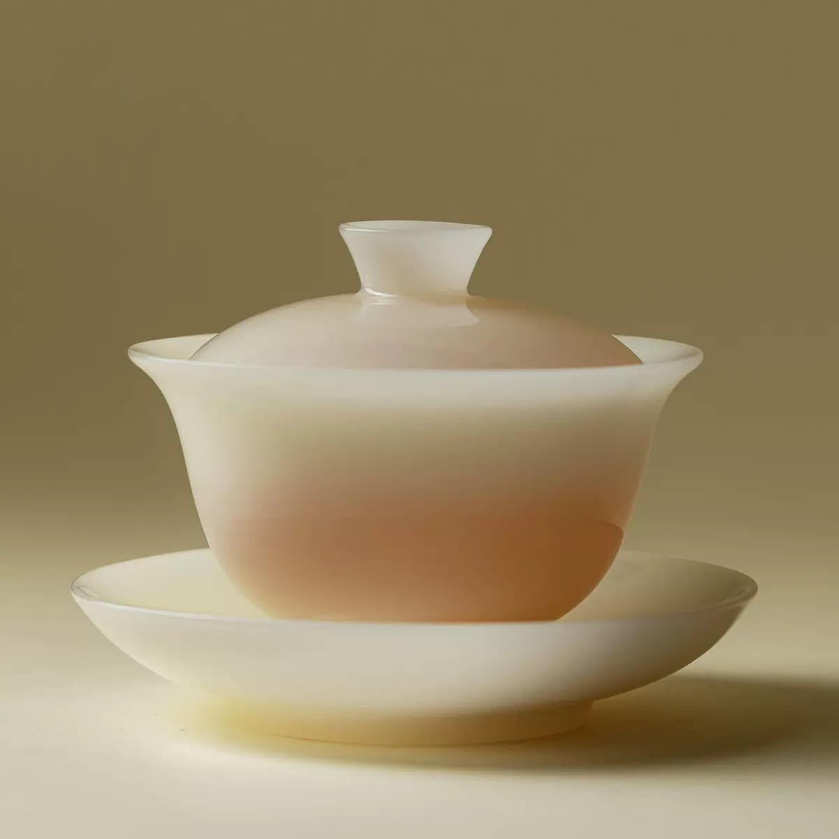 Ice-Glazed Jade Porcelain Gaiwan Tea Cup