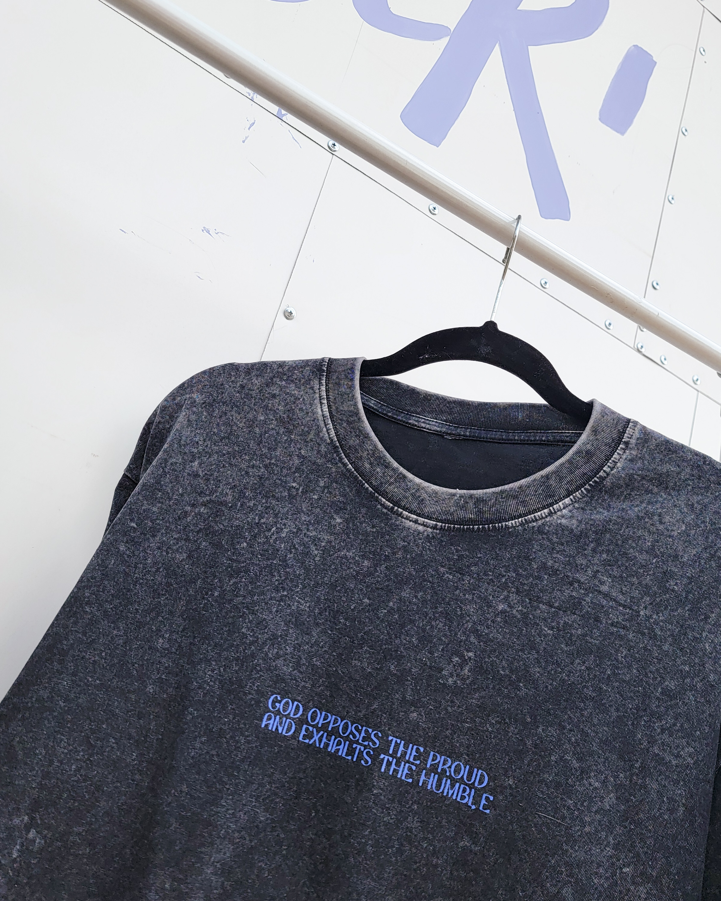 Oversized Black Acid-Wash 100% Cotton Tee