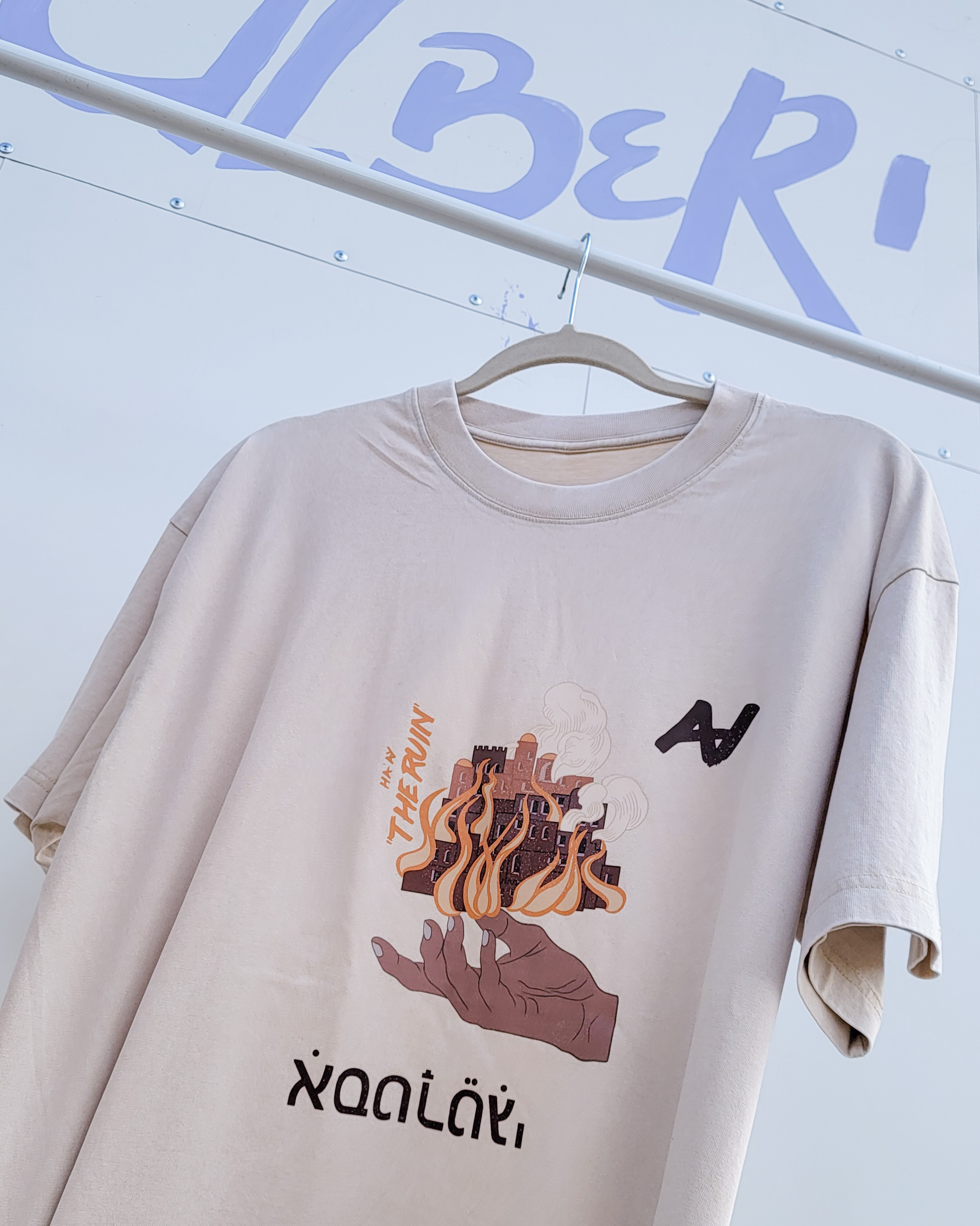 Oversized Apricot Acid-Wash 100% Cotton Tee