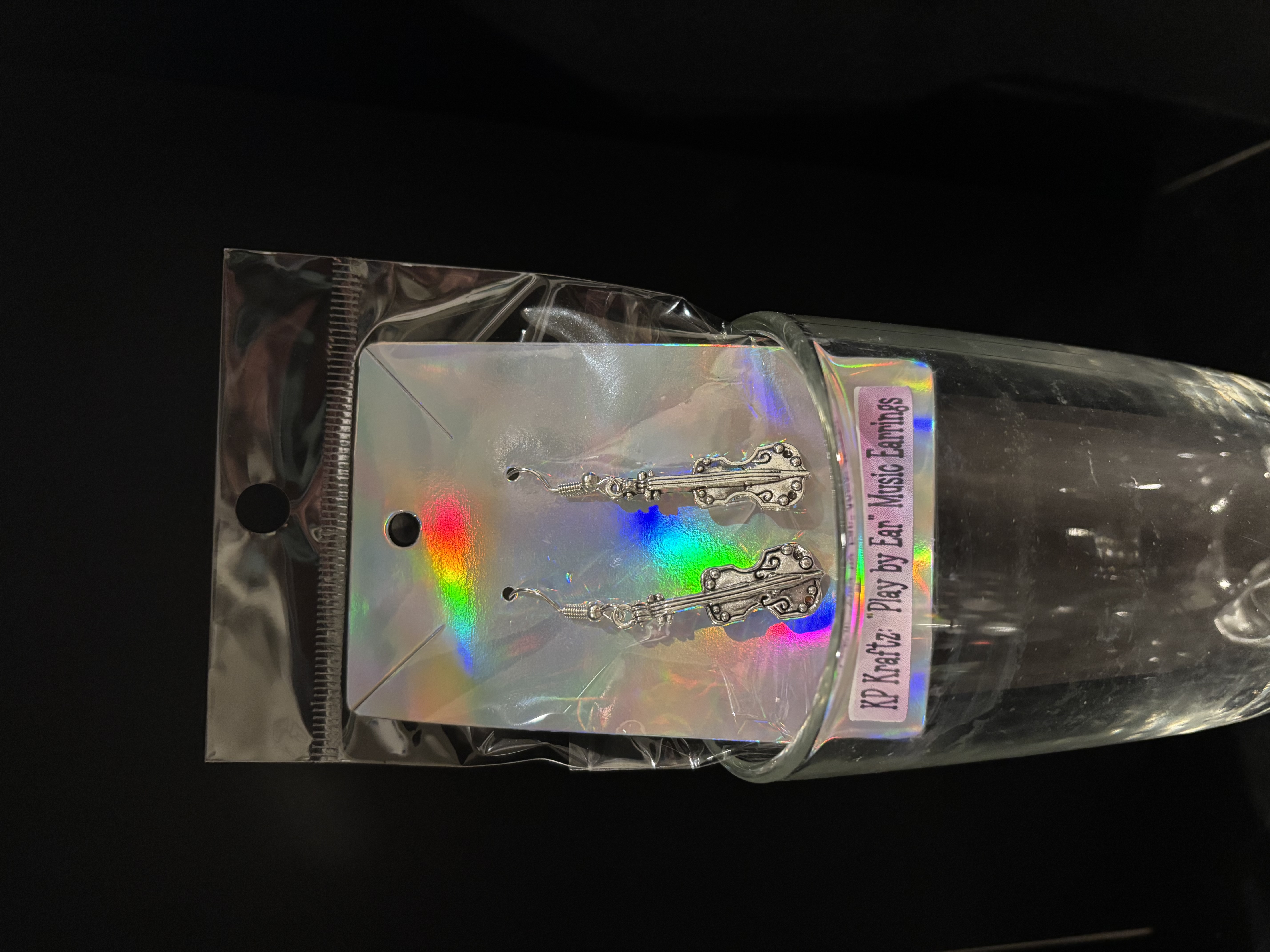 Silver Cello Dangle Earrings