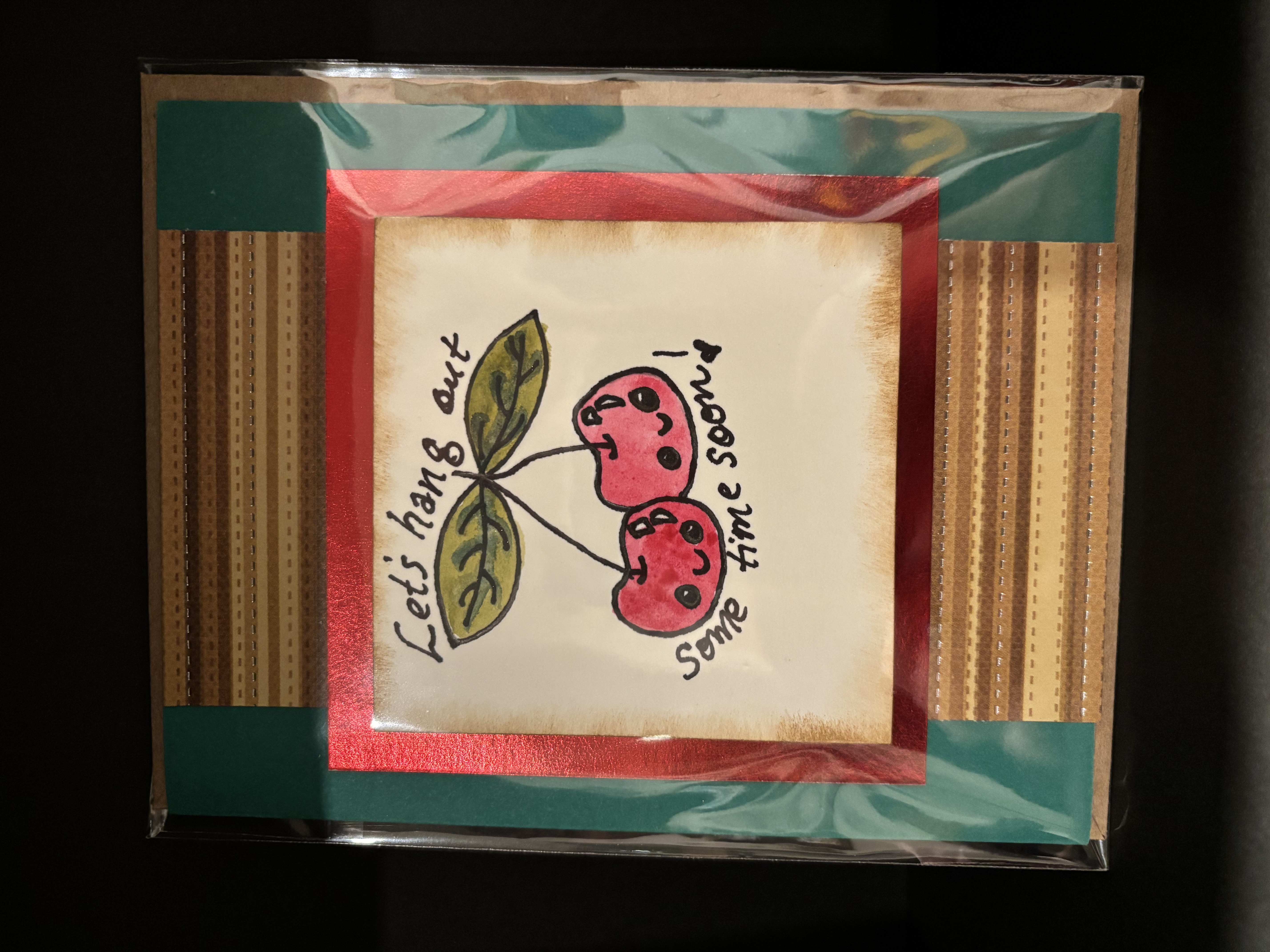 Handmade Cherry Greeting Card