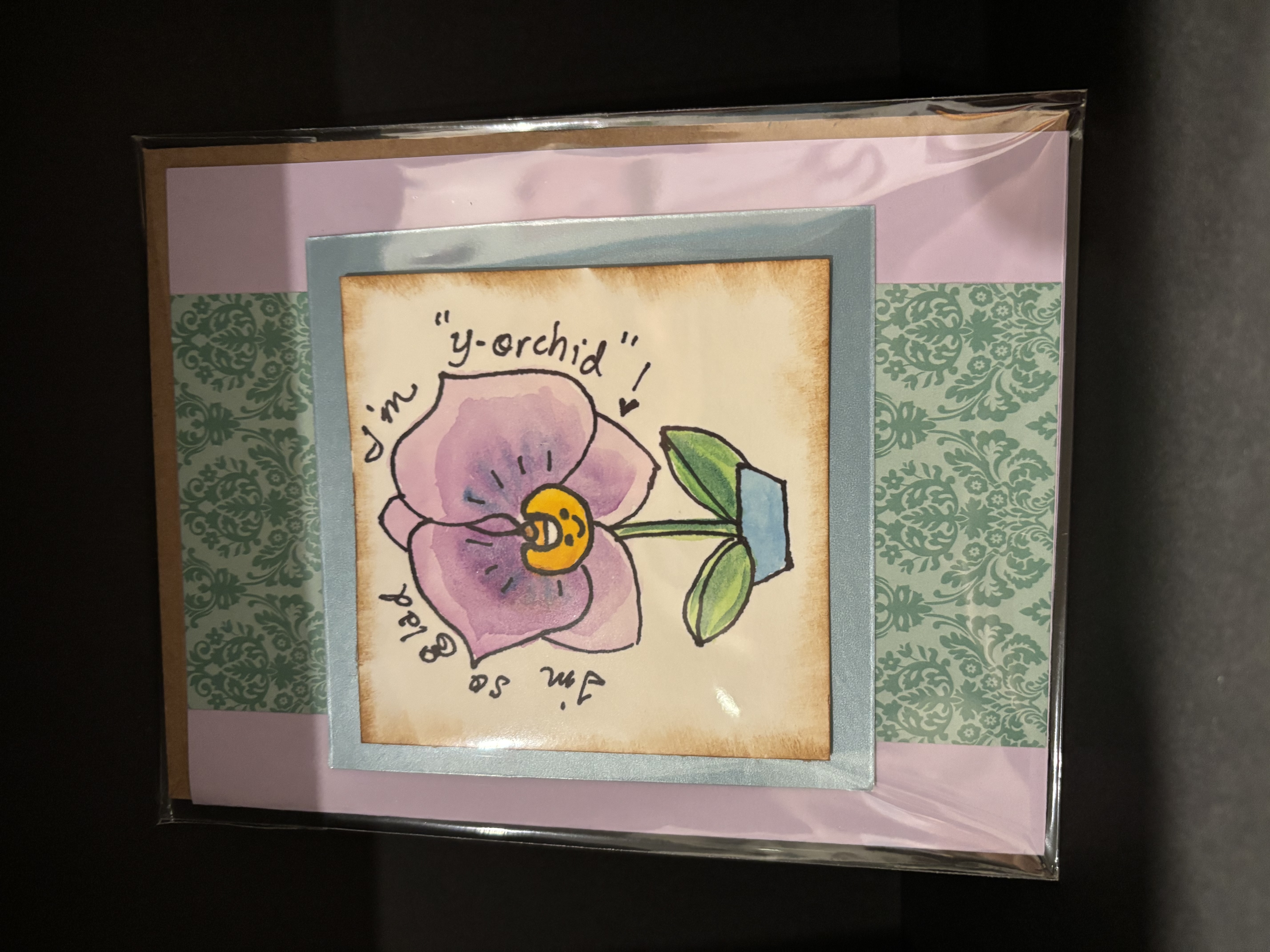 Handmade Orchid Greeting Card