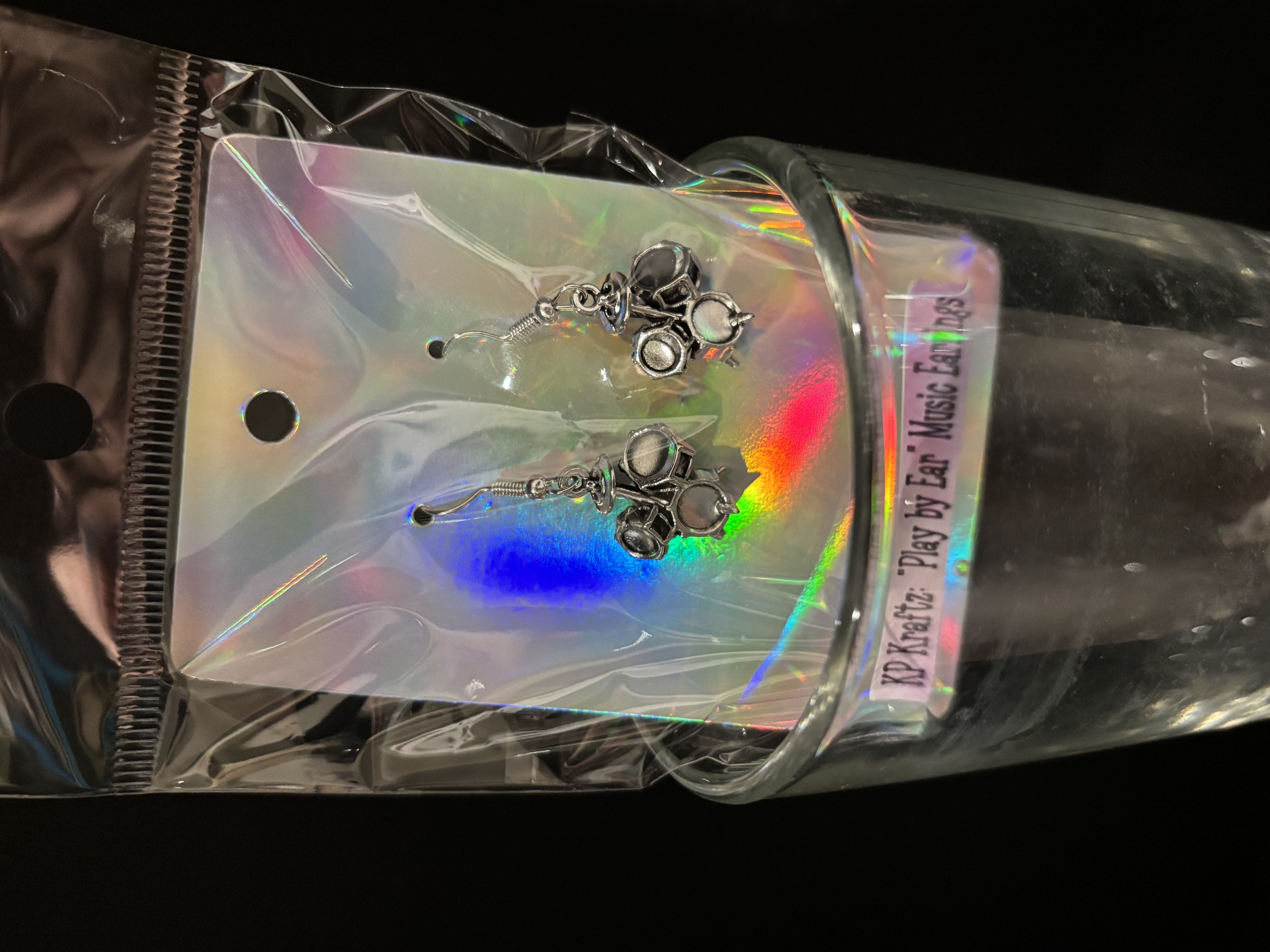 Silver Drum Set Dangle Earrings