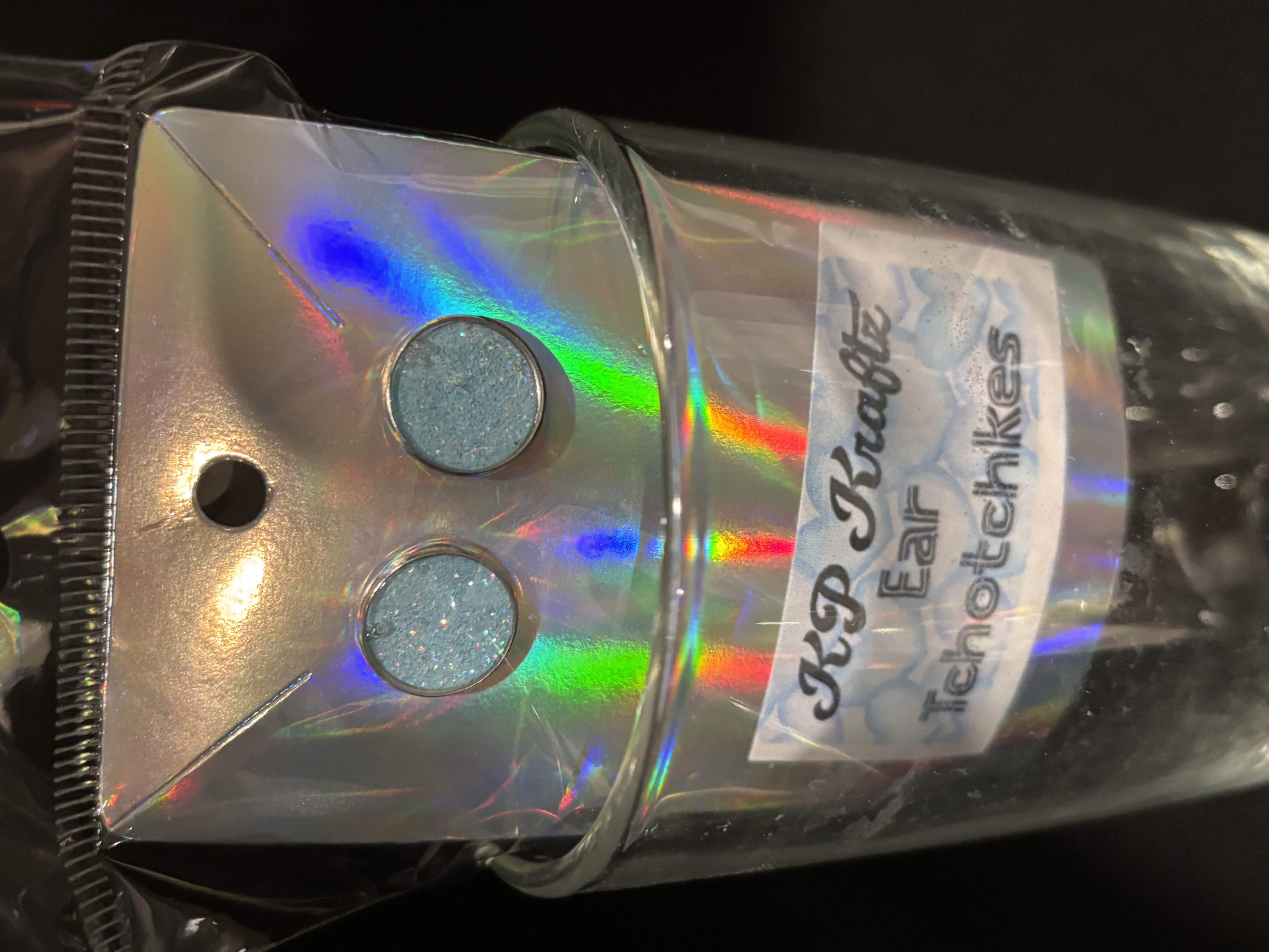 Blue Glitter Stud Earrings