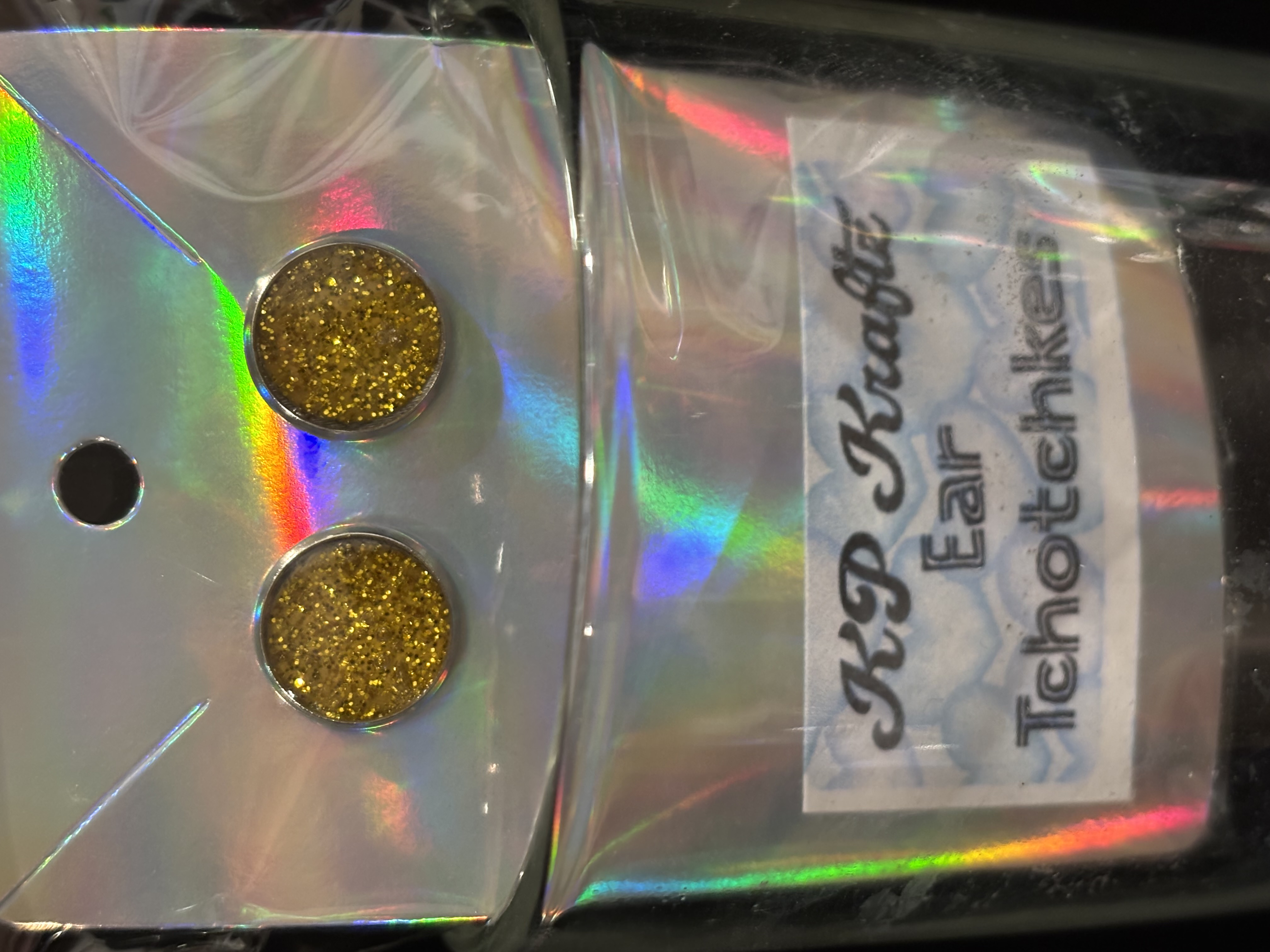 Gold Glitter Stud Earrings