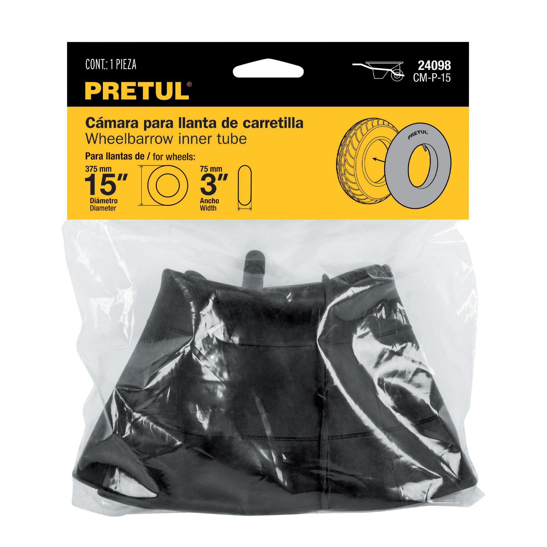 Cámara para llanta de carretilla 15" Pretul  24098