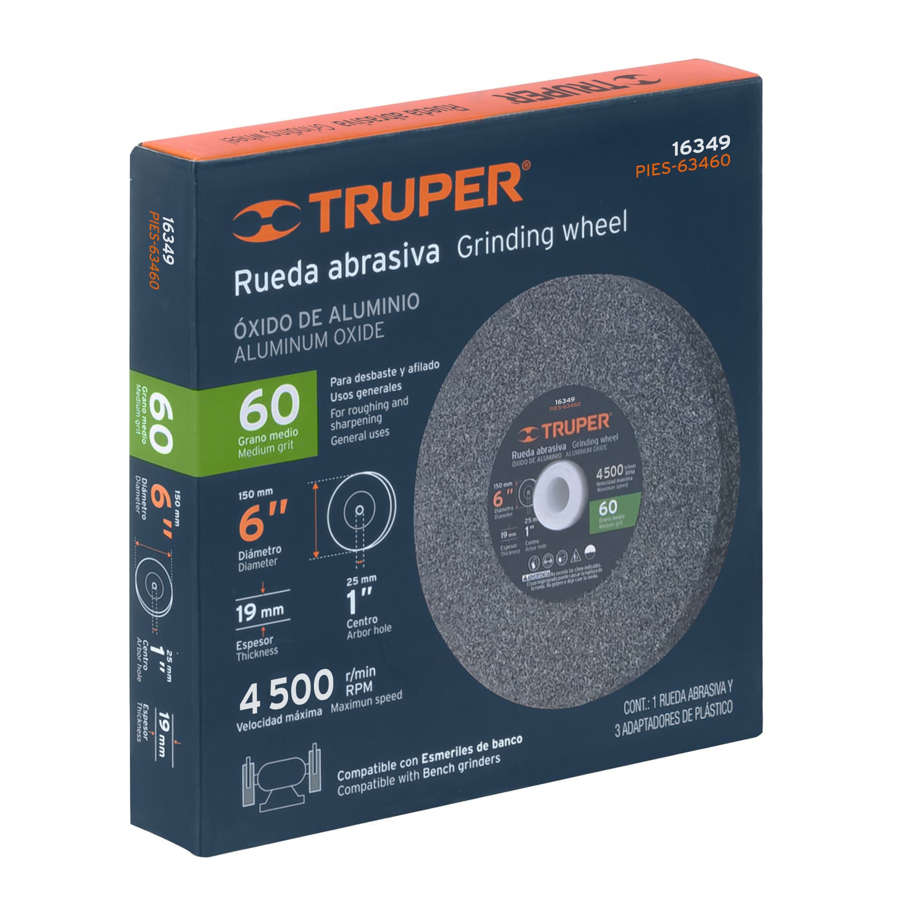 Rueda abrasiva Truper 6" para esmeril 16349