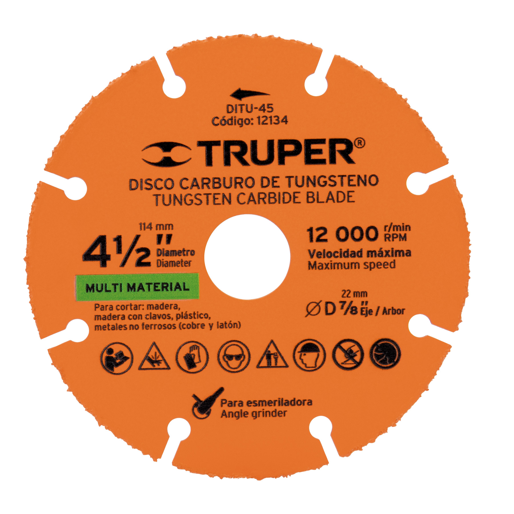 Disco de Carburo de Tungsteno 4 1/2" Truper  12134