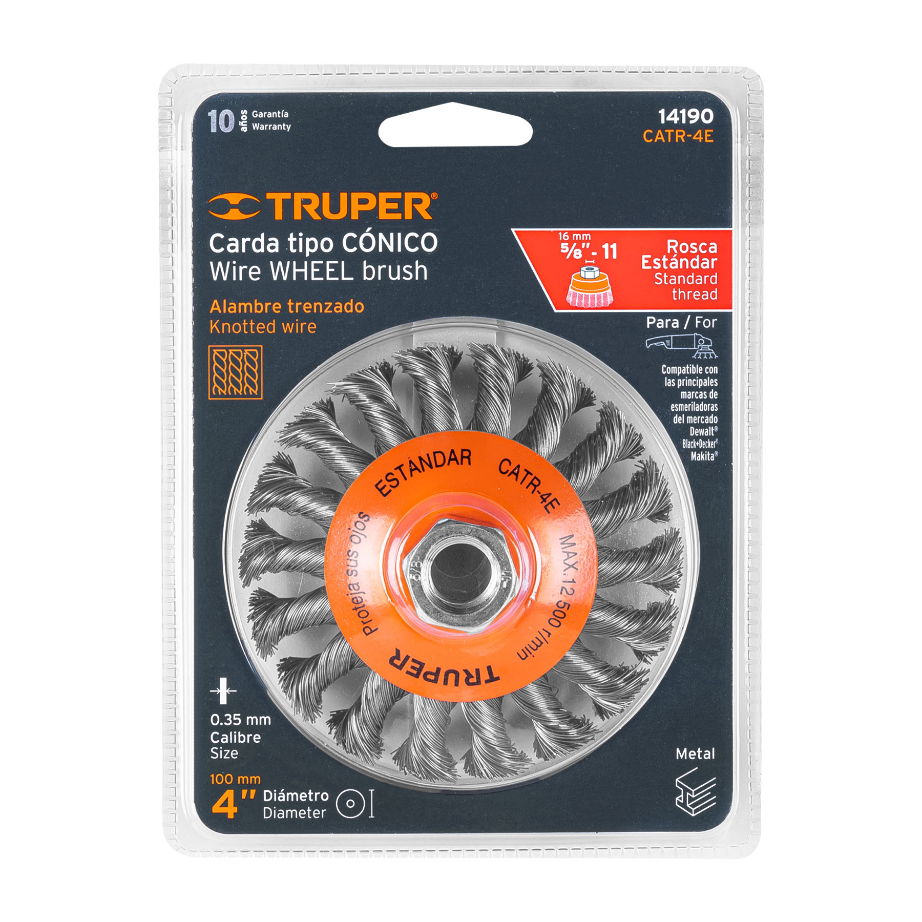 Carda tipo cónico Truper 4"  14190