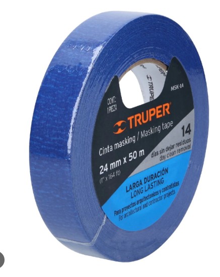 Cinta masking azul 24 mm x 50 m Truper 1 pulg 12622