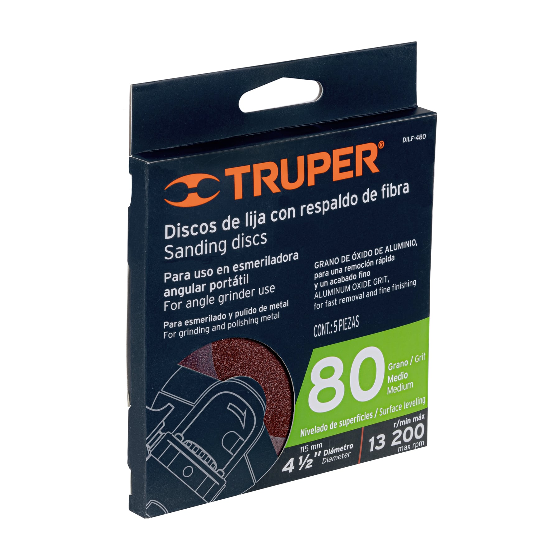 Discos de lija Truper 80 grano  100127