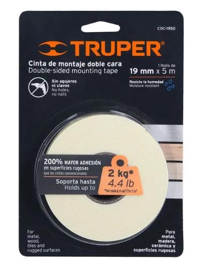 Cinta de montaje doble cara Truper 19mm x 5m  11725