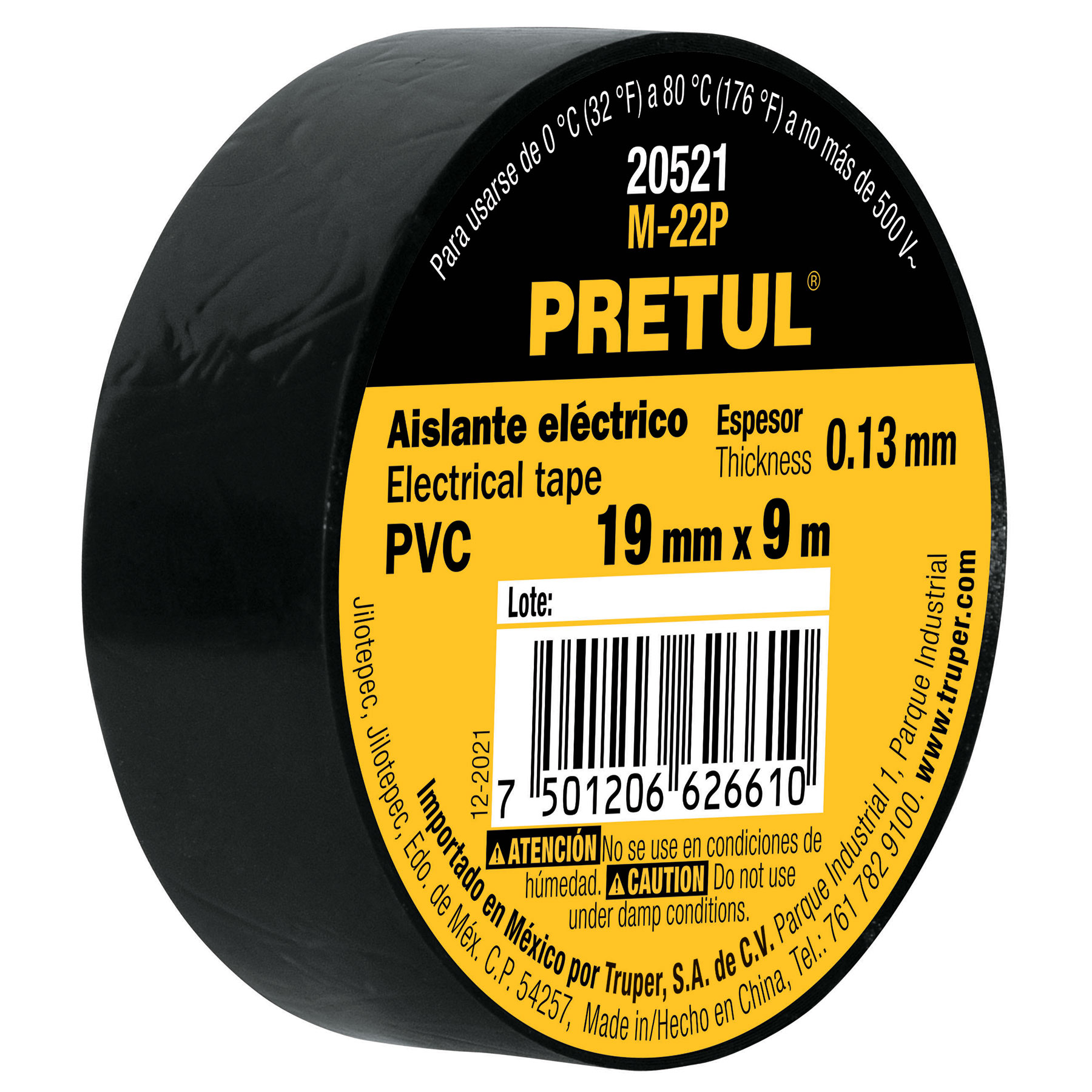 Cinta aislante eléctrica PRETULv 9 metros 20521