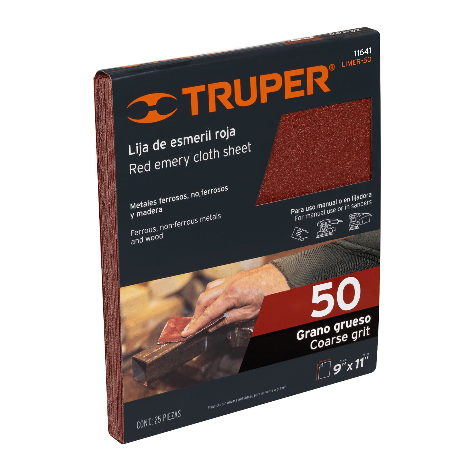 Lija de esmeril roja Truper 50 (1 pz)  11641