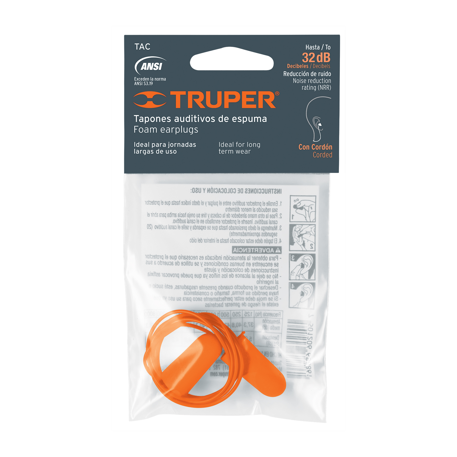 Tapones auditivos de espuma Truper 14223