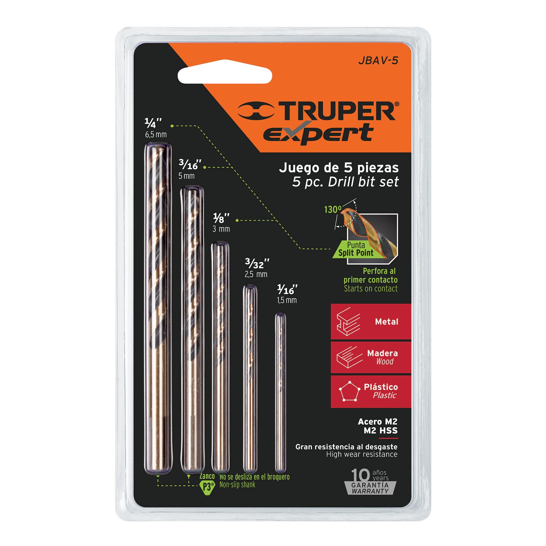Juego de brocas Truper Expert 5 piezas  11394
