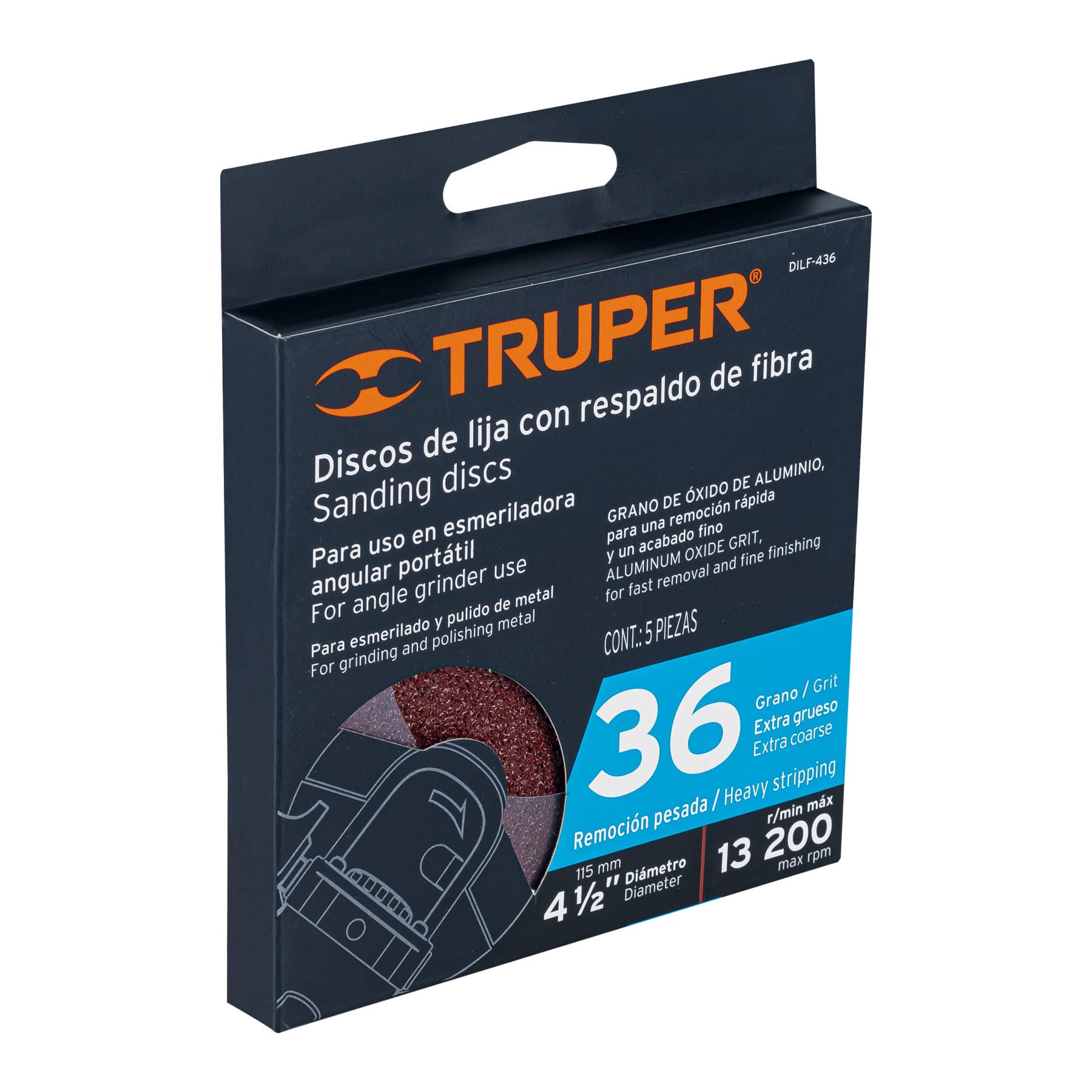 Discos de lija Truper 36 grano 100125