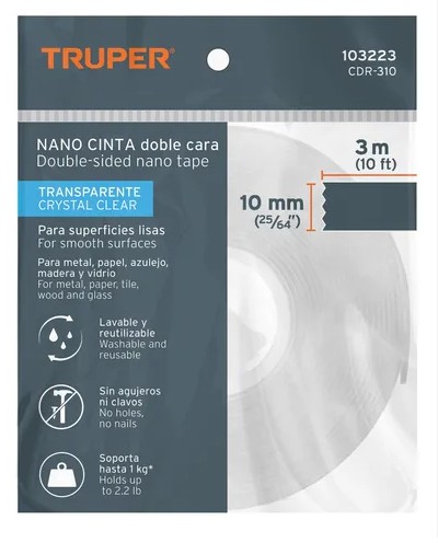 Nano cinta doble cara Truper  3 metros 103223