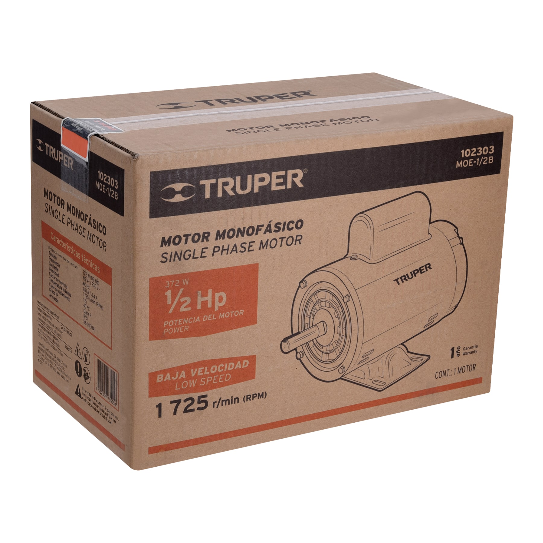 Motor Monofásico Truper 1/2 Hp 102303
