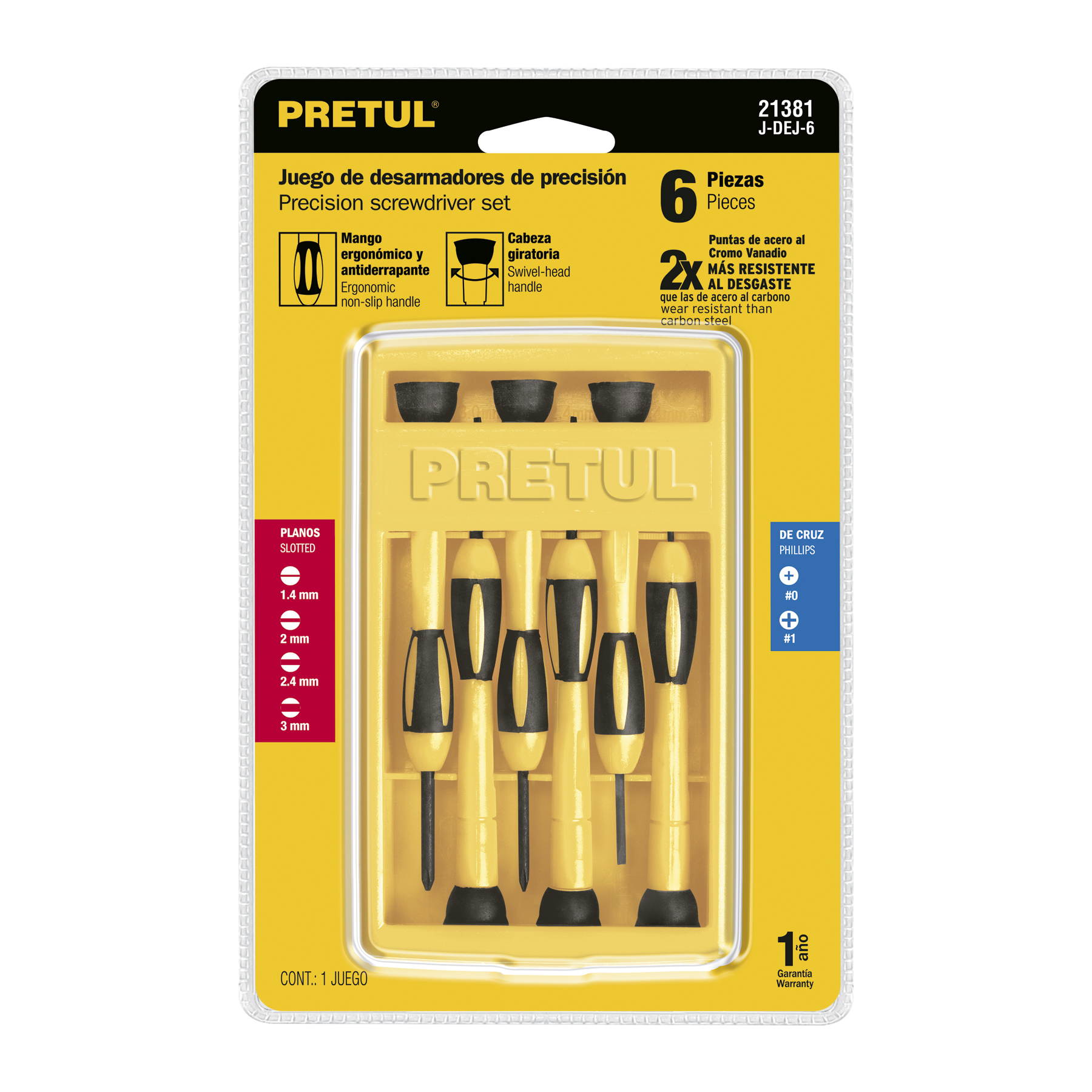 Juego de desarmadores de precisión PRETUL 6 pzas  21381