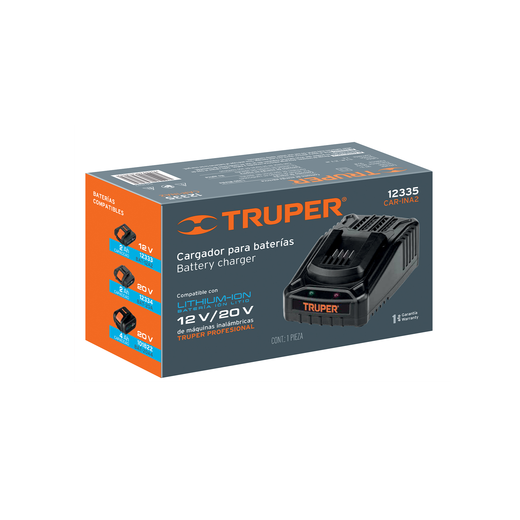 Cargador para baterías Truper 12V/20V  12335