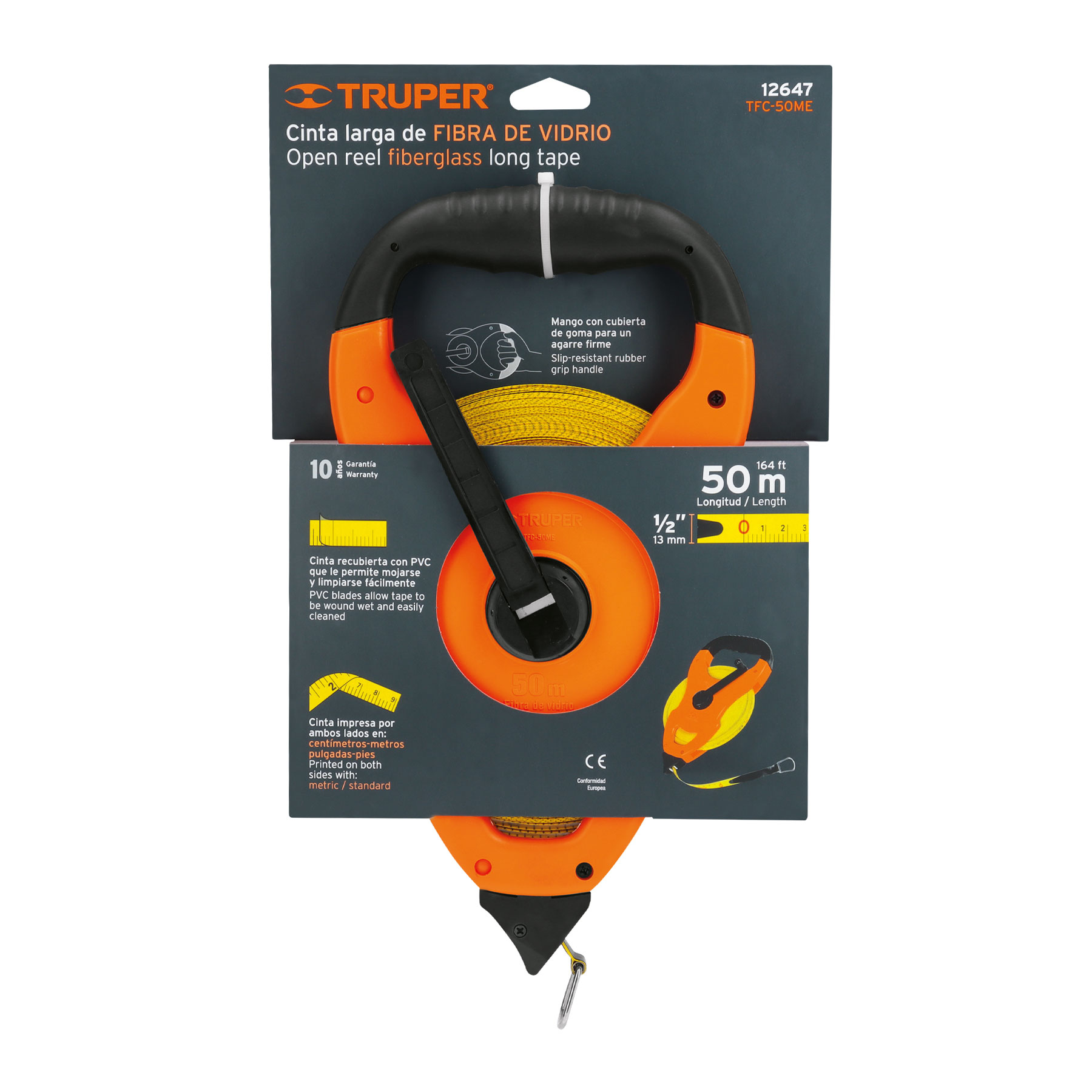 Cinta Larga de Fibra de Vidrio 50m Truper 12647