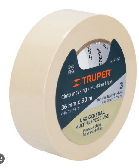 Cinta masking Truper 36 mm x 50 m 11/2  12592