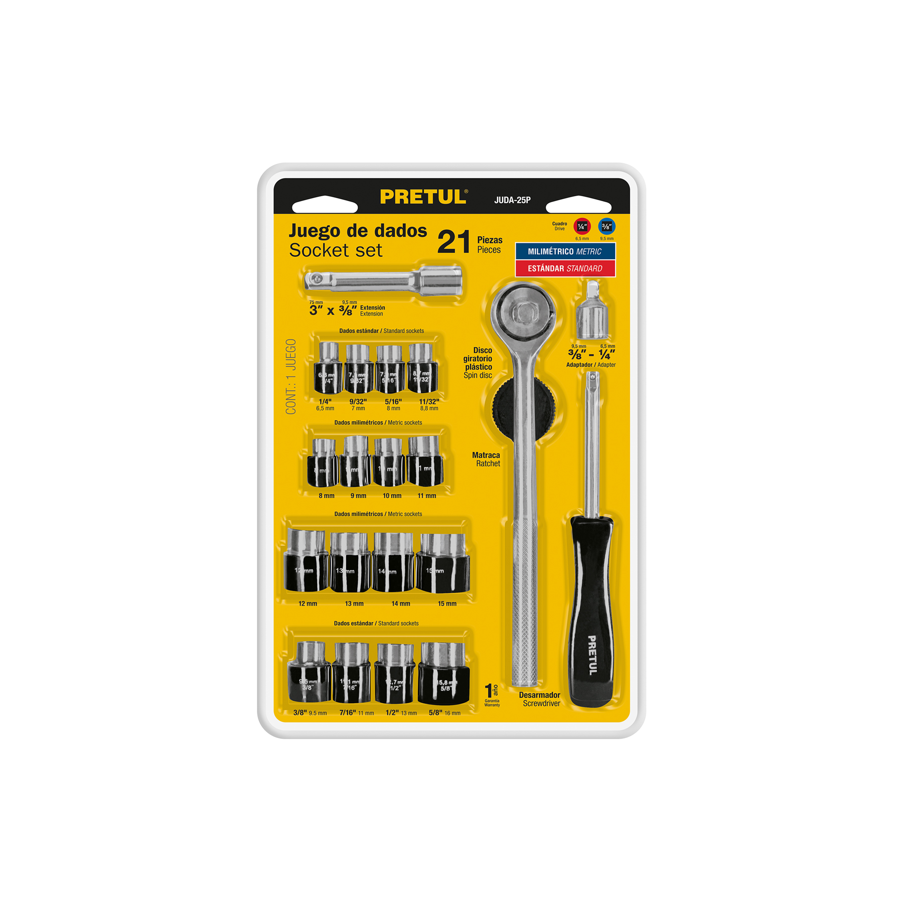 Juego de dados Pretul 21 piezas 21162