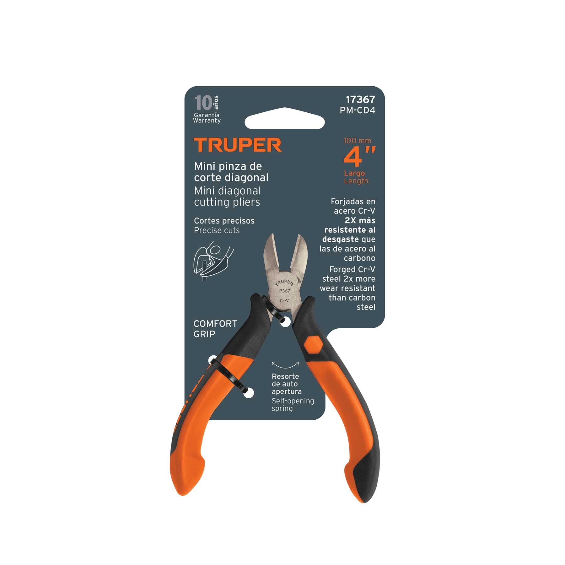 Mini pinza de corte diagonal Truper 4" 17367