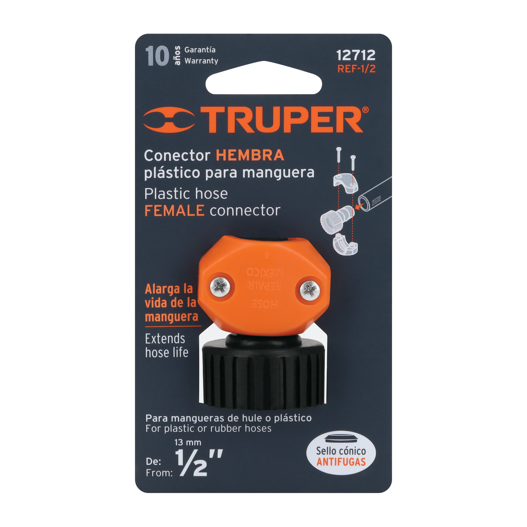 Conector hembra plástico para manguera 1/2" 12712