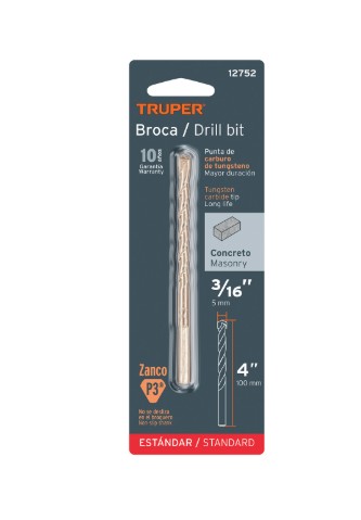 Broca de tungsteno 3/16''  12752