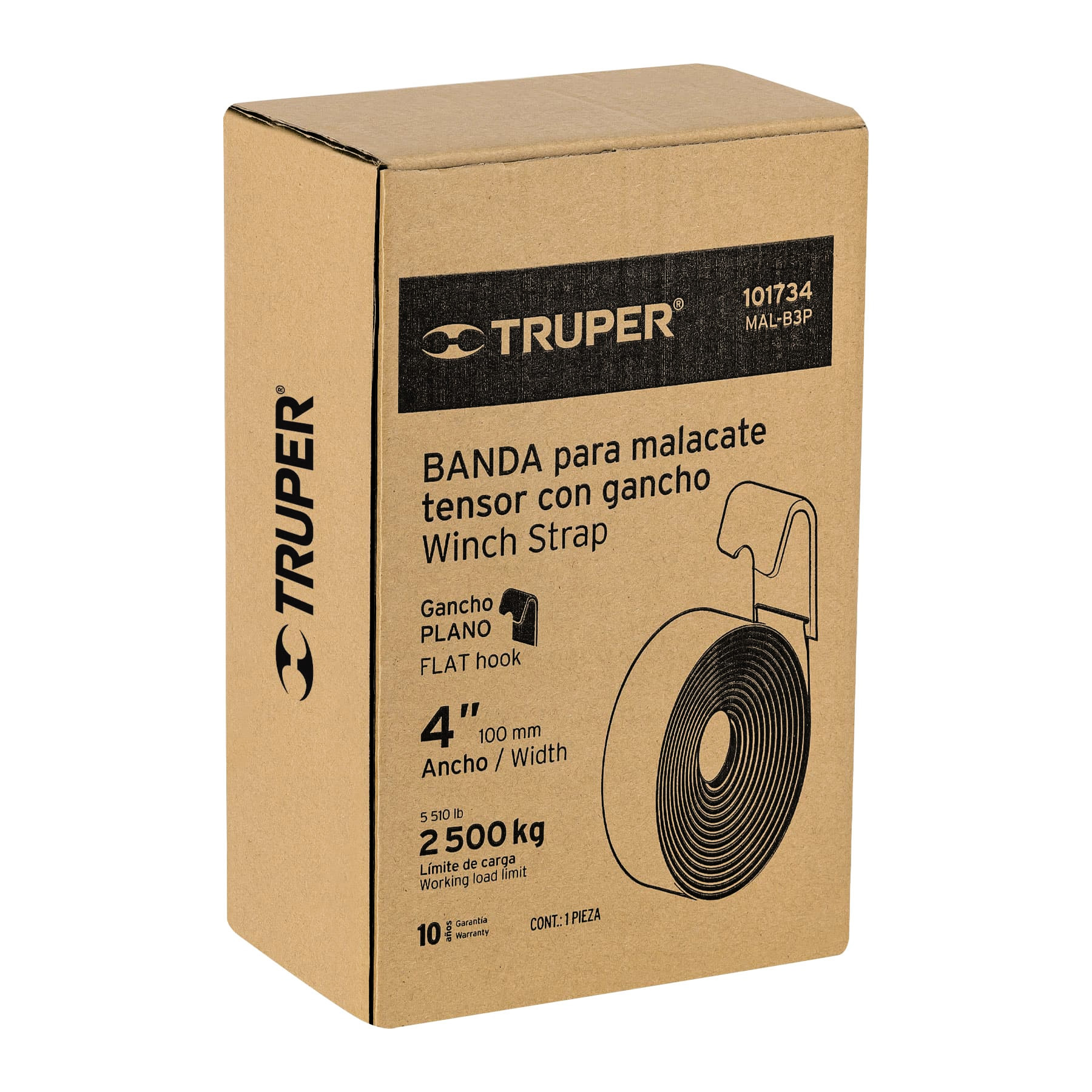 Banda para malacate tensor con gancho 4" 101734