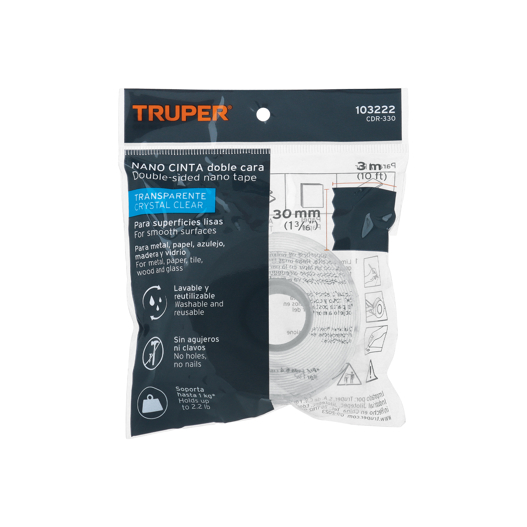 Nano Cinta Doble Cara Truper 30mm x 3 metros 103222