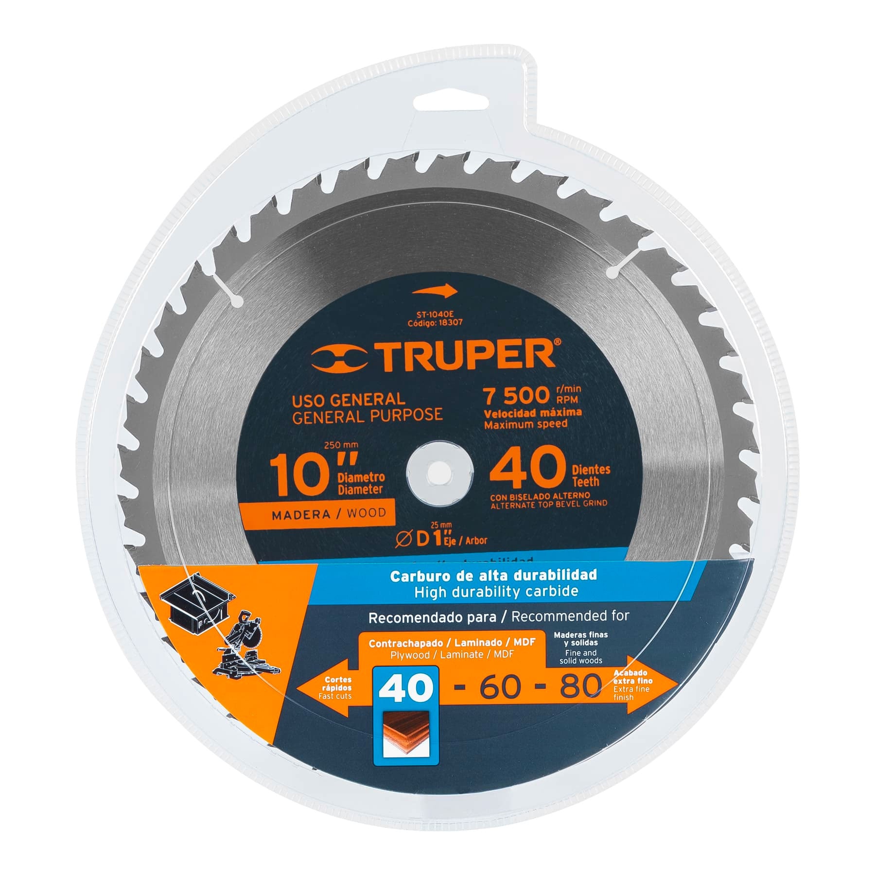 Disco de Sierra Truper 10” eje de 1 pulg  18307