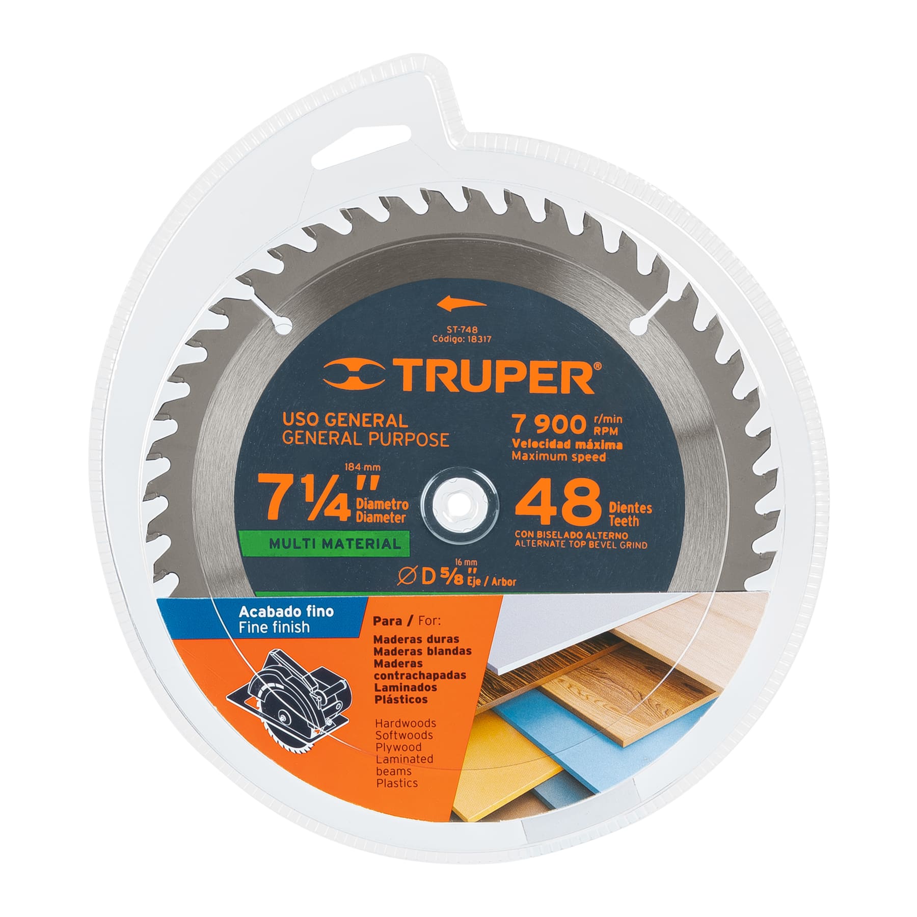 Disco de Sierra Truper 7 1/4" 48 Dientes  18317